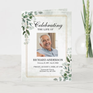 Eucalyptus Greenery Memorial Funeral Program Card