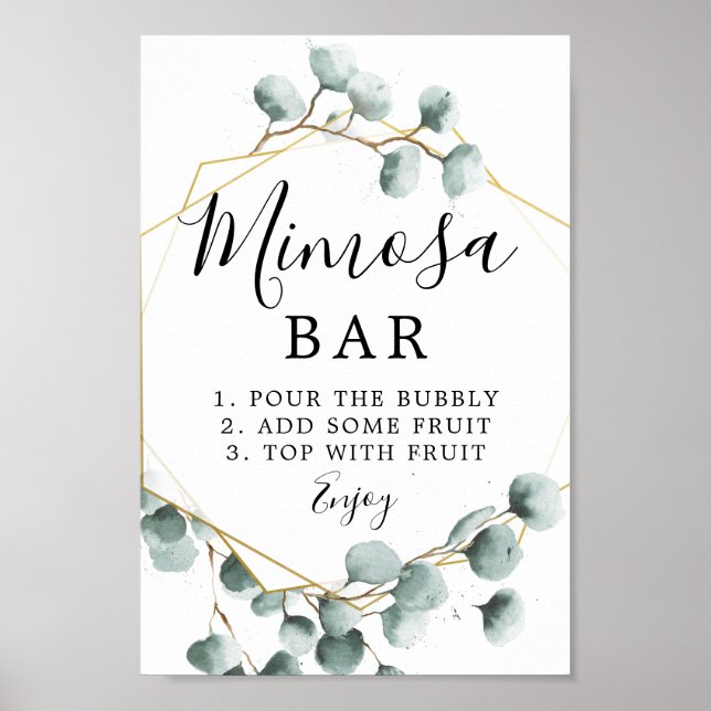 Eucalyptus Greenery Mimosa Bar Sign (Front)