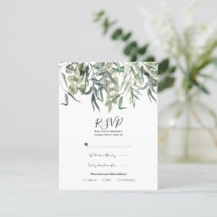 Eucalyptus Greenery Minimal Wedding RSVP Invitation