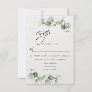Eucalyptus Greenery Minimalist Botanical Wedding RSVP Card