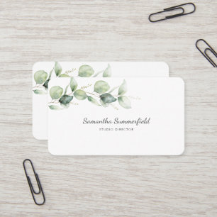 Eucalyptus Greenery Minimalist Elegant Script Business Card