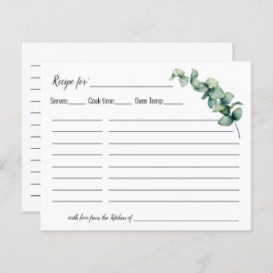 Eucalyptus Greenery Minimalist Recipe card
