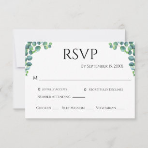 Eucalyptus Greenery Minimalist Simple Wedding  RSVP Card