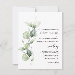 Eucalyptus Greenery Minimalist Wedding Invitation