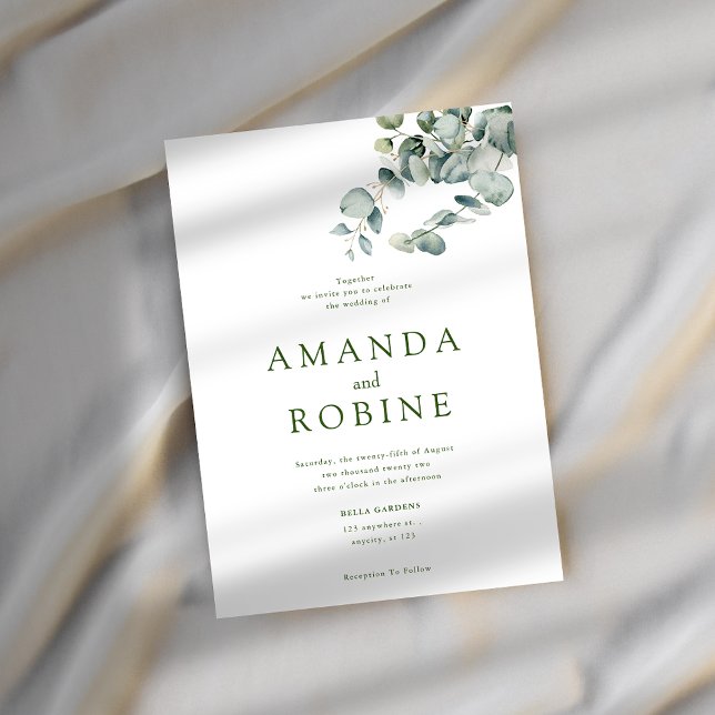 Eucalyptus Greenery Minimalist Wedding Invitation (Creator Uploaded)