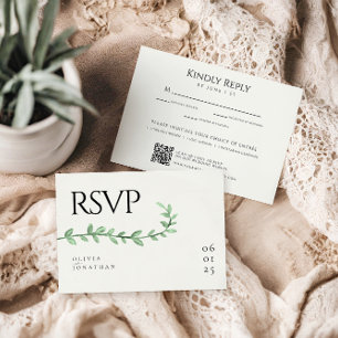 Eucalyptus Greenery Minimalist Wedding RSVP Card