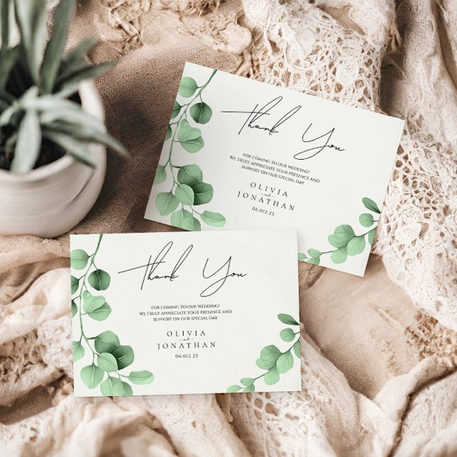 Eucalyptus Greenery Minimalist Wedding Thank You Card (Creator Uploaded)
