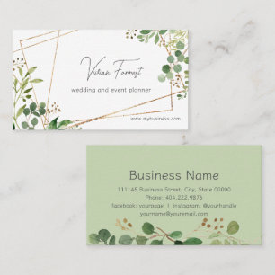 Eucalyptus Greenery Modern Geometric Frame Business Card