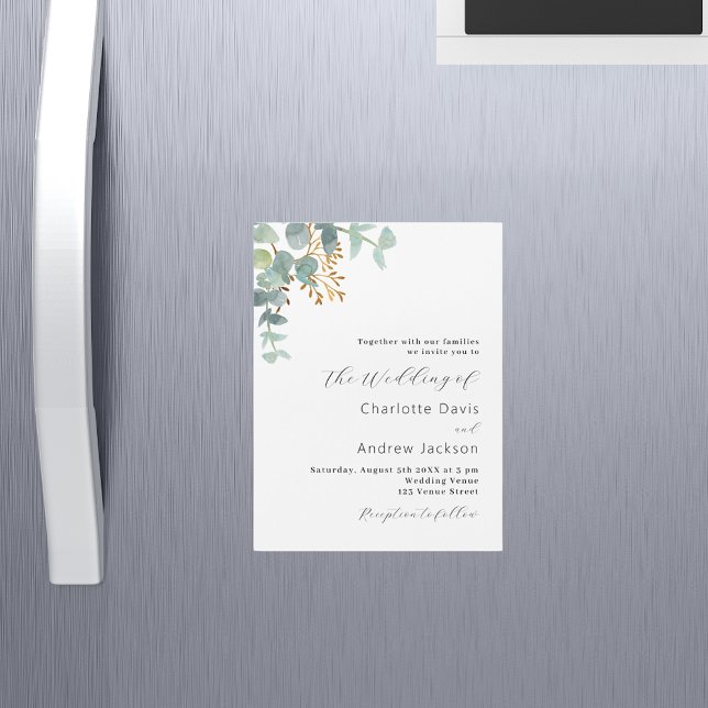 Eucalyptus greenery modern luxury wedding magnetic invitation (Creator Uploaded)