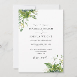 Eucalyptus Greenery Modern QR Code Wedding Invitation