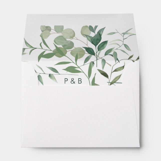 Eucalyptus Greenery Modern Wedding  Envelope (Back (Bottom))