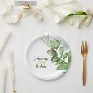 Eucalyptus greenery    paper plates