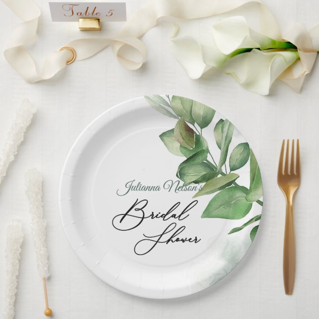 Eucalyptus greenery    paper plates (Wedding)
