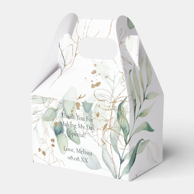Eucalyptus Greenery Personalise Favour Box (Front Side)