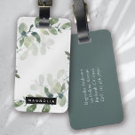 Eucalyptus Greenery Personalised Monogram Name Luggage Tag<br><div class="desc">Personalise this watercolor eucalyptus greenery design with your name.</div>