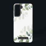 Eucalyptus Greenery Personalised Name Monogram Samsung Galaxy Case<br><div class="desc">Personalise this watercolor eucalyptus greenery design with your name.</div>