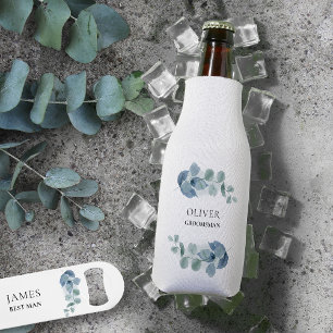 Eucalyptus Greenery Personalised Wedding Party  Bottle Cooler