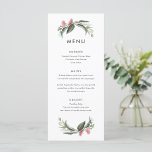 Eucalyptus Greenery & Pink Florals Wedding Menu