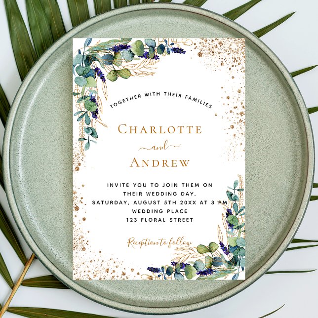 Eucalyptus greenery QR code RSVP luxury wedding Invitation (Creator Uploaded)