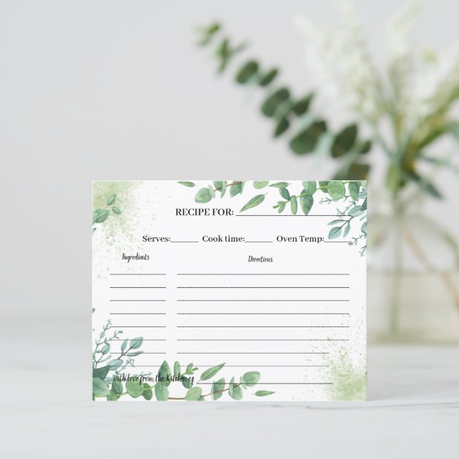 Eucalyptus Greenery Recipe Card Bridal Shower (Standing Front)
