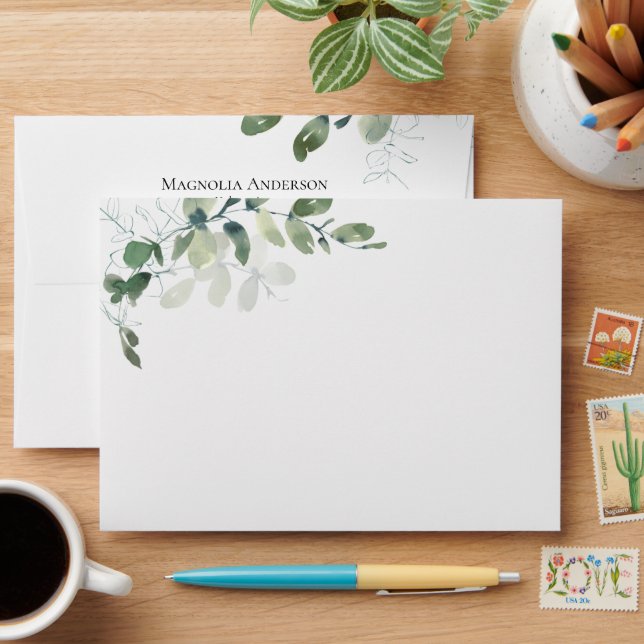 Eucalyptus Greenery Return Address  Envelope (Desk)