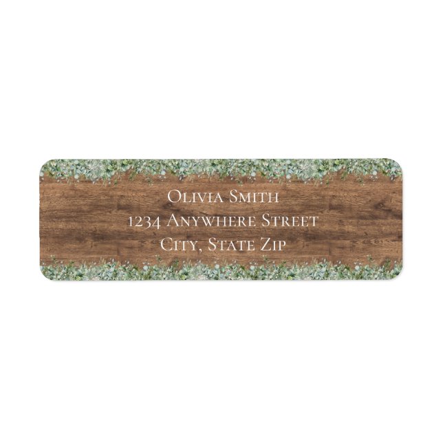 Eucalyptus Greenery Return Address Label | Rustic (Front)