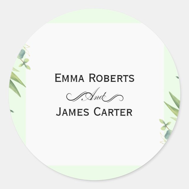 Eucalyptus Greenery Round Sticker (Front)
