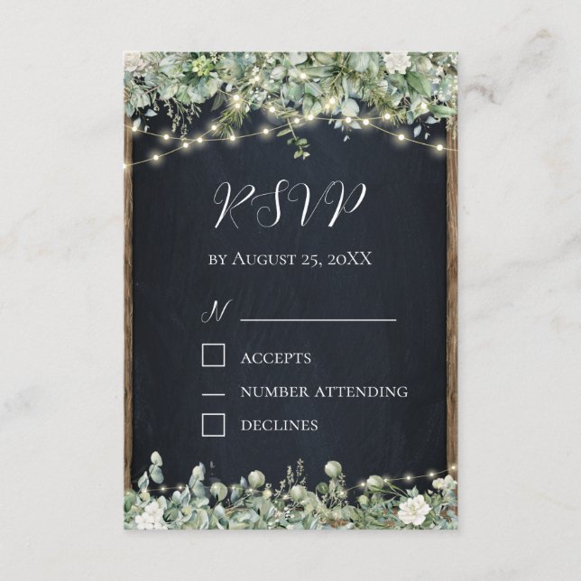 Eucalyptus Greenery RSVP Card | Rustic Botanical (Front)