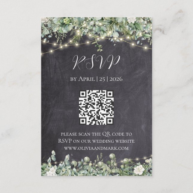 Eucalyptus Greenery RSVP Card | Rustic Botanical (Front)