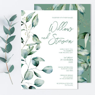 Eucalyptus Greenery Rustic Botanical Wedding Invitation