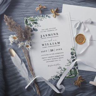 Eucalyptus Greenery Rustic Elegant Modern Wedding Invitation