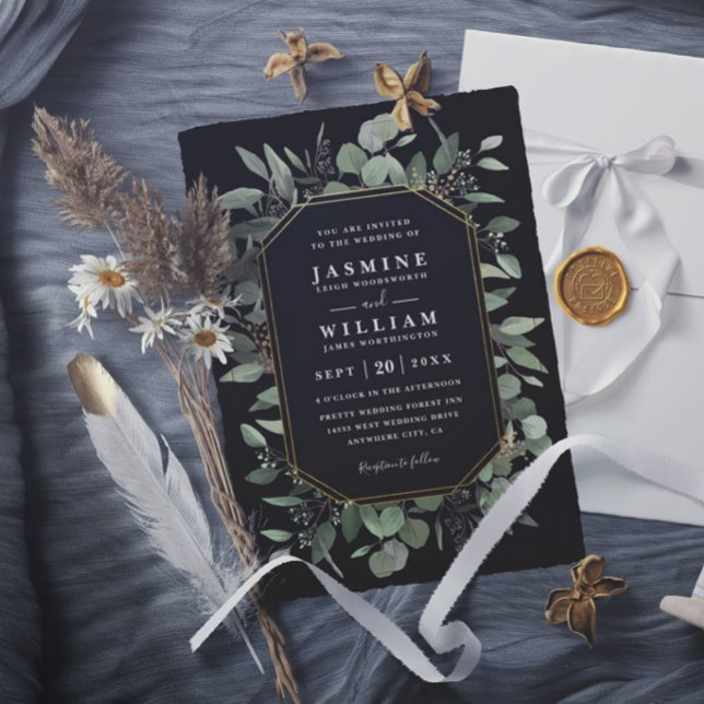 Eucalyptus Greenery Rustic Elegant Modern Wedding Invitation (Creator Uploaded)