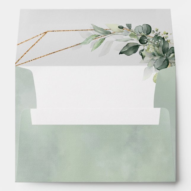 Eucalyptus Greenery Rustic Geometric Wedding Envel Envelope (Back (Bottom))