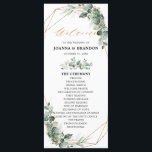Eucalyptus Greenery Rustic Geometric Wedding Programme<br><div class="desc">Elegant and modern spring / midsummer wedding program card features a bouquet of soft watercolor greenery lush green leaves / botanical leaves / eucalyptus and gold geometric frame . Please find more matching designs and variations from my "blissweddingpaperie" store. And feel free to contact me for further customisation or matching...</div>