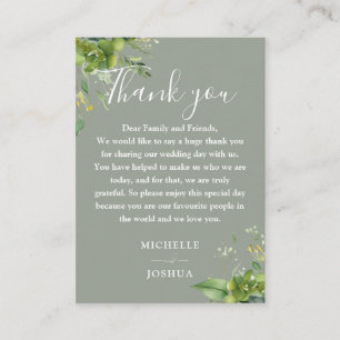 Eucalyptus Greenery Sage Green Wedding Thank You Place Card