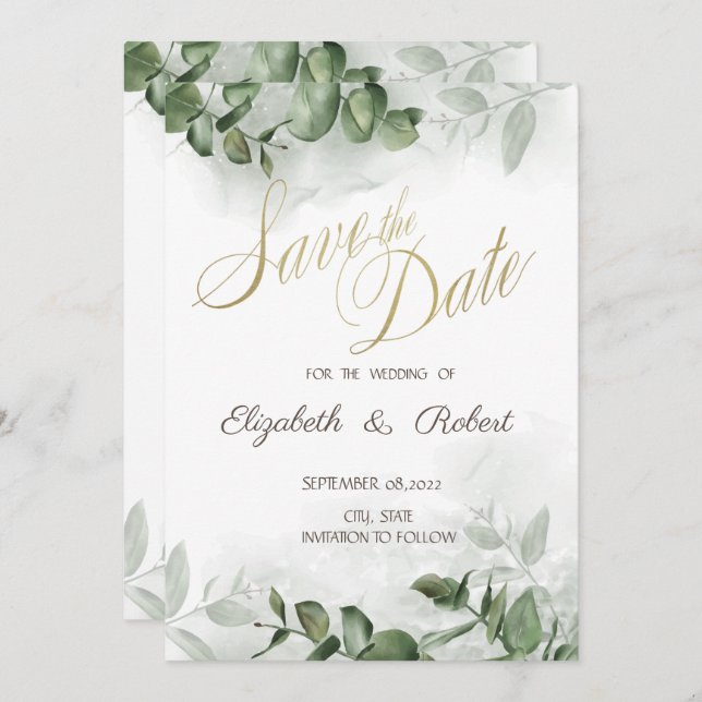Eucalyptus Greenery Save The Date (Front/Back)