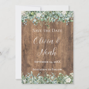 Eucalyptus Greenery Save the Date Card   Rustic