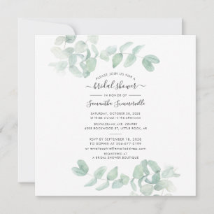 Eucalyptus Greenery Script Botanical Bridal Shower Invitation