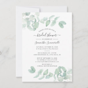 Eucalyptus Greenery Script Botanical Bridal Shower Invitation