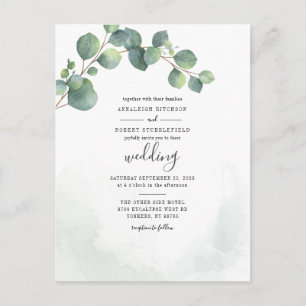 Eucalyptus Greenery Script Botanical Wedding Invitation Postcard