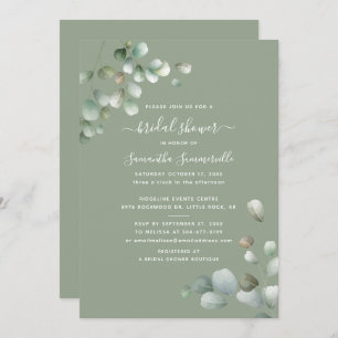 Eucalyptus Greenery Script Bridal Shower Invitation
