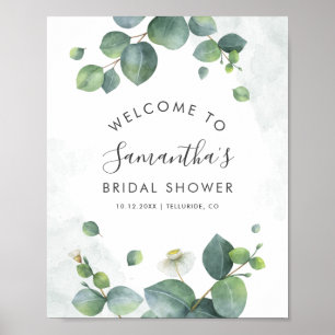 Eucalyptus Greenery Script Bridal Shower Welcome Poster