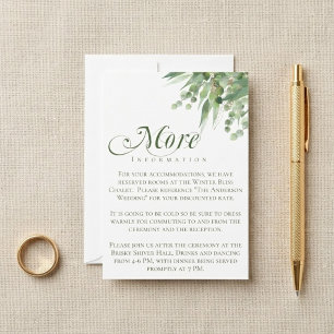 Eucalyptus Greenery Script Elegant Wedding Details Enclosure Card
