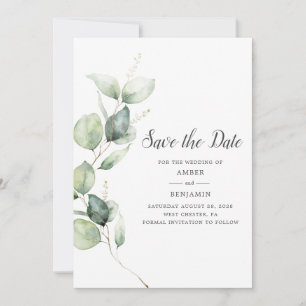 Eucalyptus Greenery Script Save the Date