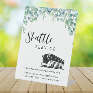 Eucalyptus Greenery Shuttle Service Wedding Sign