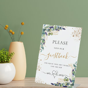 Eucalyptus greenery sign our wedding guest book