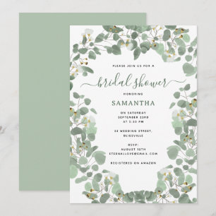 Eucalyptus Greenery Silver Dollar Bridal Shower Invitation