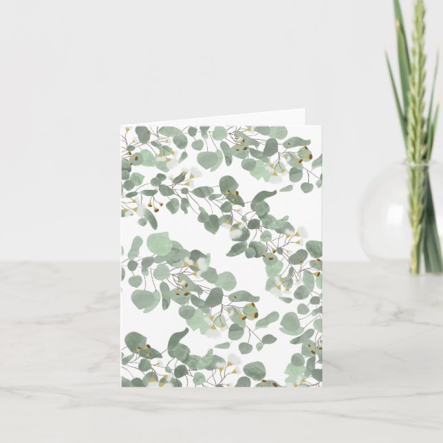 Eucalyptus Greenery Silver Dollar Gum Blossoms  Card (Front)