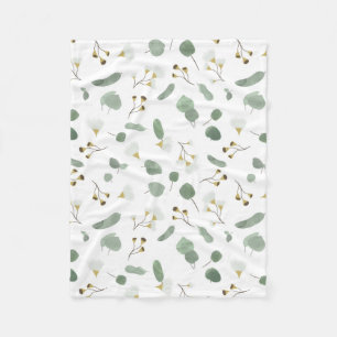Eucalyptus Greenery Silver Dollar Gum Blossoms  Fleece Blanket