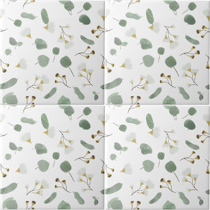 Eucalyptus Greenery Silver Dollar Gum Blossoms  Tile